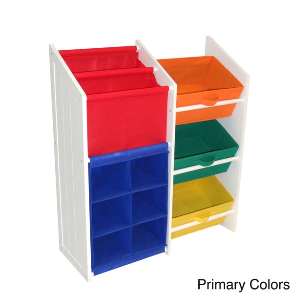 RiverRidge Kids Super Storage with 3 Primary Colored Bins, Book Holder