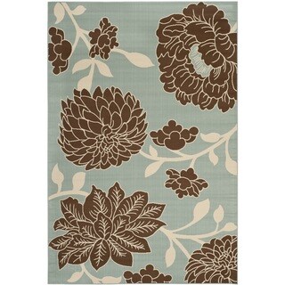 Safavieh Indoor/ Outdoor Hampton Light Blue/ Brown Rug (8' x 11')