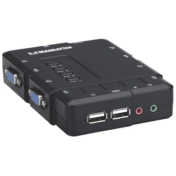 Manhattan 4-Port USB Compact KVM Switch with Audio Support