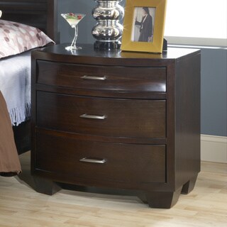 Scalloped Ebony 3-drawer Nightstand