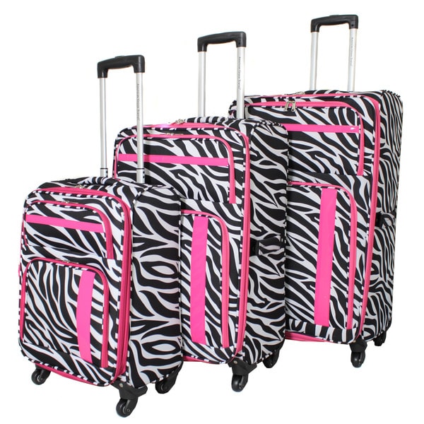World Traveler Zebra Print 3piece Expandable Lightweight Spinner