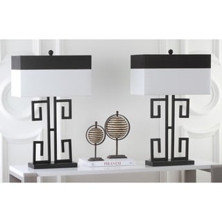 Indoor 1-light Greek Key Table Black Table Lamps (Set of 2)