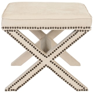 Safavieh Palmer X-bench Nailhead Beige Ottoman