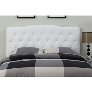See Reviews Cream Leather Full/ Queen-size Tufted Headboard