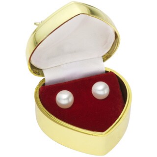 Pearlyta 14k Gold Round Akoya Pearl Stud Earrings with Gift Box (10-10.5 mm)
