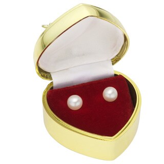 Pearlyta 14k Gold Round Akoya Pearl Stud Earrings with Gift Box (8-9 mm)