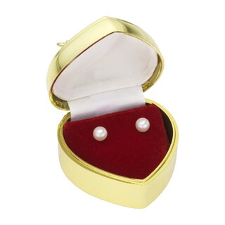 Pearlyta 14k Gold Round Akoya Pearl Stud Earrings with Gift Box (7-7.5 mm)
