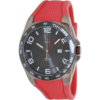 Tommy Hilfiger Men's Red Rubber Strap Black Dial Watch
