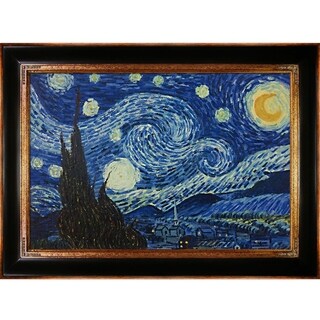 Cheap Vincent Van Gogh 'Starry Night' Hand Painted Framed Canvas Art
