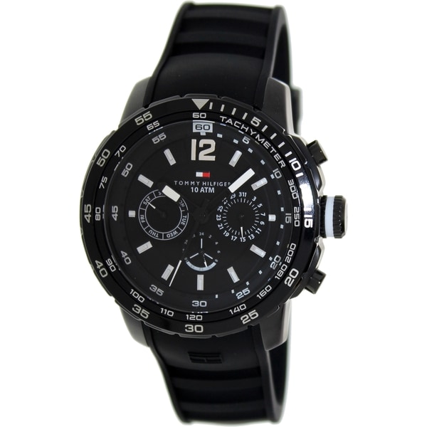 Tommy Hilfiger Men's Black Silicone and Black Dial Analog Quartz Watch