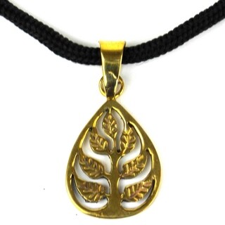 Handcrafted Tree of Life Bomb Casing Pendant on Cord (Cambodia)