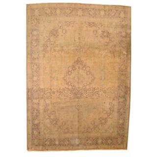 Persian Hand-knotted Tabriz Beige/ Purple Wool Rug (9'5 x 13'3)