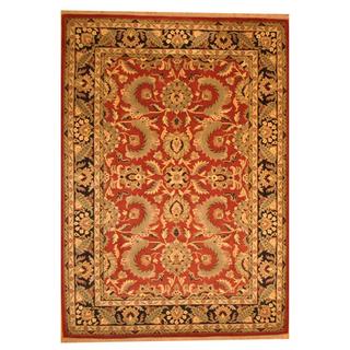 Indo Hand-tufted Mahal Burgundy/ Black Wool Rug (9'10 x 14')