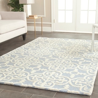 Big Save Safavieh Handmade Moroccan Cambridge Light Blue/ Ivory Wool Rug (11' x 15')