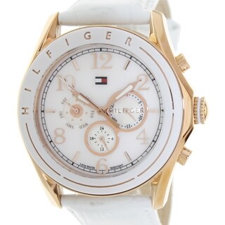 Tommy Hilfiger Women's White Leather and White Dial Quartz Watch