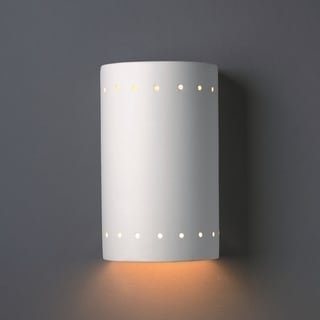 1-light Closed Top Perferated Cylinder Ceramic Sconce