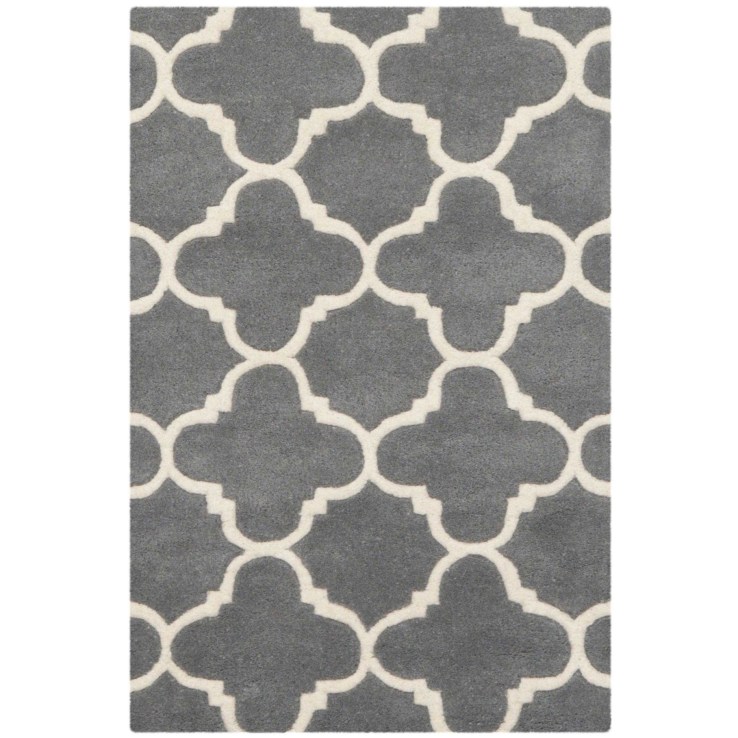 Safavieh Handmade Moroccan Chatham Collection Dark Grey/ Ivory Wool Rug (23 X 5)