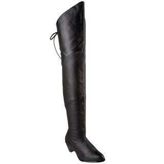 black thigh high boots 2 inch heel