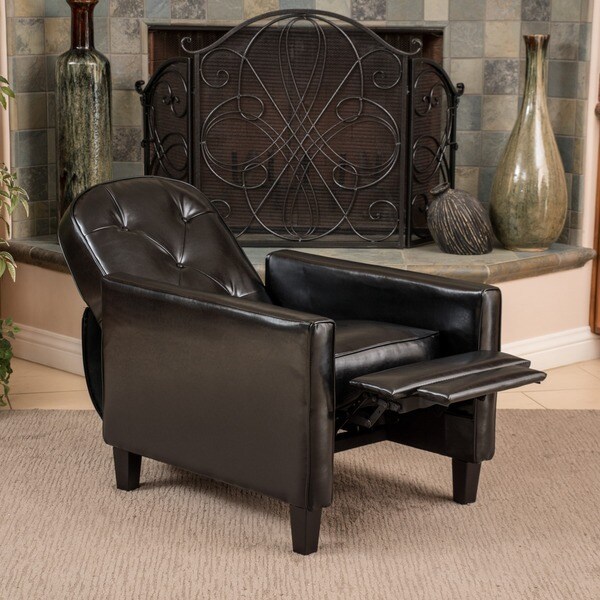 Christopher Knight Home Johnstown Tufted Black Leather Recliner