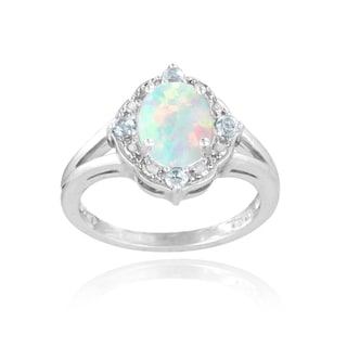 ... Silver Opal, Blue Topaz and Diamond Ring (I-J, I2-I3) 1 14 carat TGW