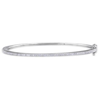 Miadora Sterling Silver 1/4ct TDW Diamond Bangle Bracelet (H-I, I2-I3)