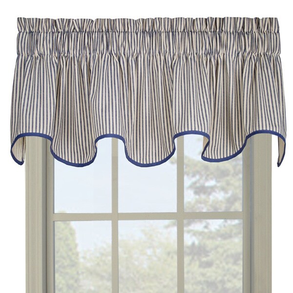 Ticking Blue Stripe Wave Valance Overstock™ Shopping Great Deals on