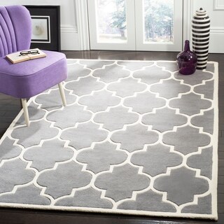 (_ _ ) Safavieh Handmade Moroccan Chatham Dark Gray/ Ivory Wool Area Rug (10' x 14')