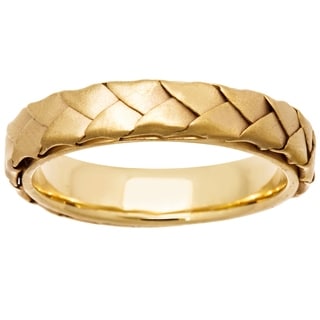 18k Yellow Gold Women's Woven Comfort-fit Wedding Band-Image