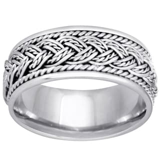 14k White Gold Woven Comfort-fit 2-rope Wedding Band-Image