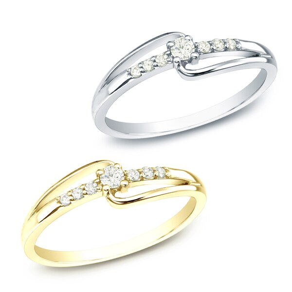 Auriya 10k White or Yellow Gold 110ct TDW Round Diamond Promise Ring ...