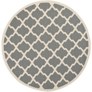 Safavieh Indoor/ Outdoor Courtyard Anthracite/ Beige Rug (4' Round)