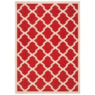 Safavieh Indoor/ Outdoor Courtyard Red/ Bone Rug (4' x 5'7)