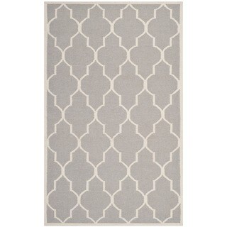 Safavieh Hand-woven Dhurries Dark Grey/ Ivory Wool Rug (3' x 5')