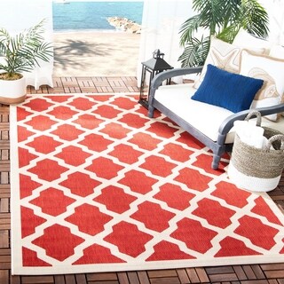 Safavieh Indoor/ Outdoor Courtyard Red/ Bone Rug (5'3 x 7'7)