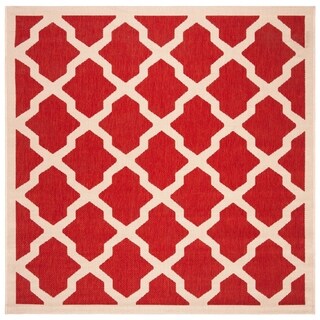 Safavieh Indoor/ Outdoor Courtyard Red/ Bone Rug (5'3 Square)