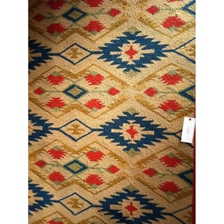 Safavieh Indoor/ Outdoor Four Seasons Natural/ Blue Rug (6' x 9')