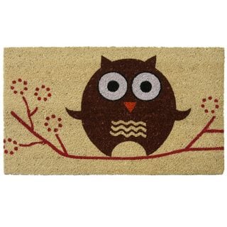 Cheap Rubber-Cal Coco Coir 'Hooo's There?' 18 x 30 Owl Doormat