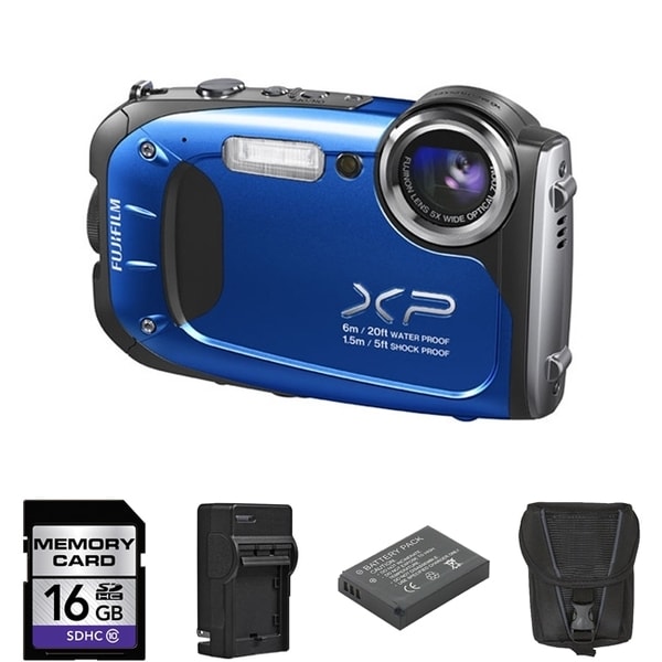 Fujifilm FinePix XP60 Waterproof Blue Digital Camera 16GB Bundle