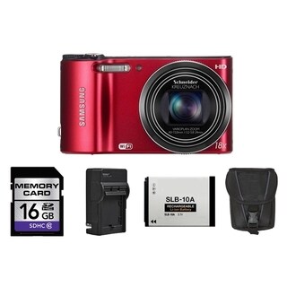 Samsung WB150F SMART Long Zoom 14MP Red Digital Camera 16GB Bundle