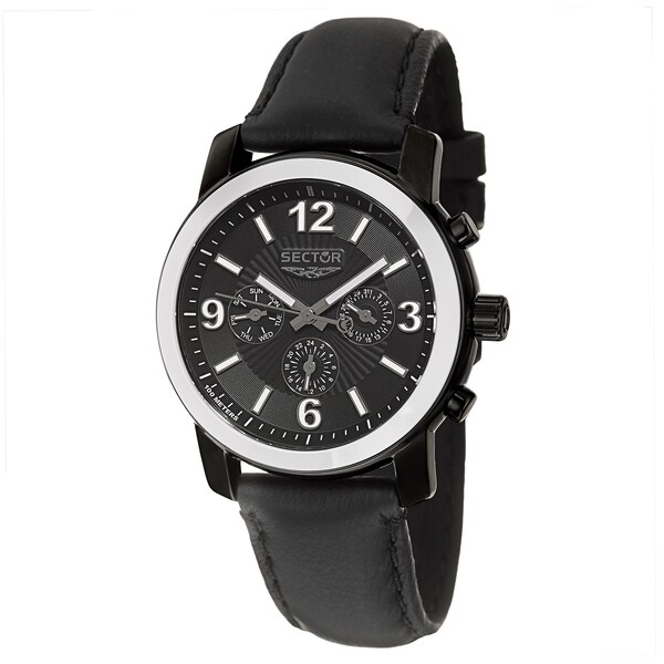Sector Men's 'Action' Stainless Steel and Ceramic Dual Time Zone Watch