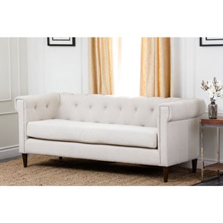 (^.^)/  Abbyson Living Colin Ivory Tufted Fabric Sofa