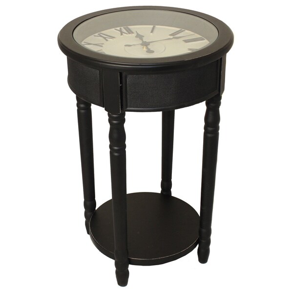 Round 26inch Espresso Clock/ End Table 15689566 Shopping Great Deals on