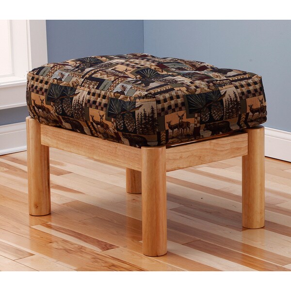 Aspen Ottoman Lodge Natural Frame with Peter's Cabin Cushion Ottomans