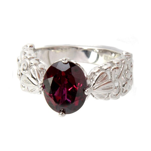 Sterling Silver Oval Rhodolite Garnet Filigree Ring Overstock Com Shopping Top