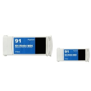 INSTEN Matte Black Ink Cartridge for HP 91 (Remanufactured) (Pack of 2)