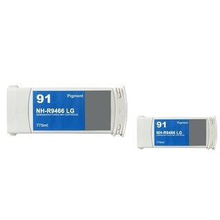 INSTEN Light Grey Ink Cartridge for HP 91 (Remanufactured) (Pack of 2)