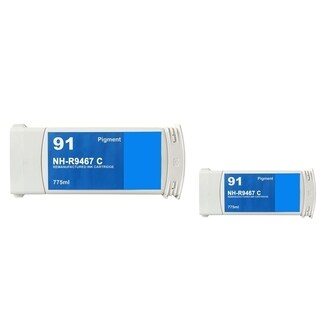 INSTEN Cyan Ink Cartridge for HP 91 (Remanufactured) (Pack of 2)