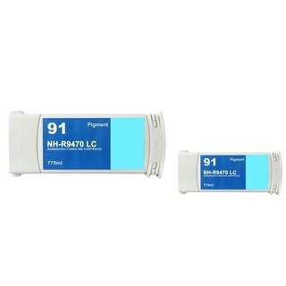 INSTEN Light Cyan Ink Cartridge for HP 91 (Remanufactured) (Pack of 2)