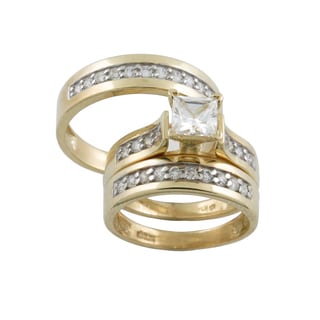 10k Gold Cubic Zirconia Matching His and Hers Ring Set Today: 336.99 ...