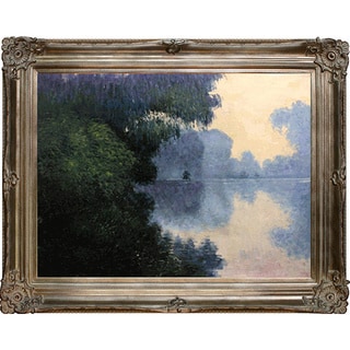 See Reviews Claude Monet 'Morning on the Seine near Giverny' Hand Painted Framed Canvas Art